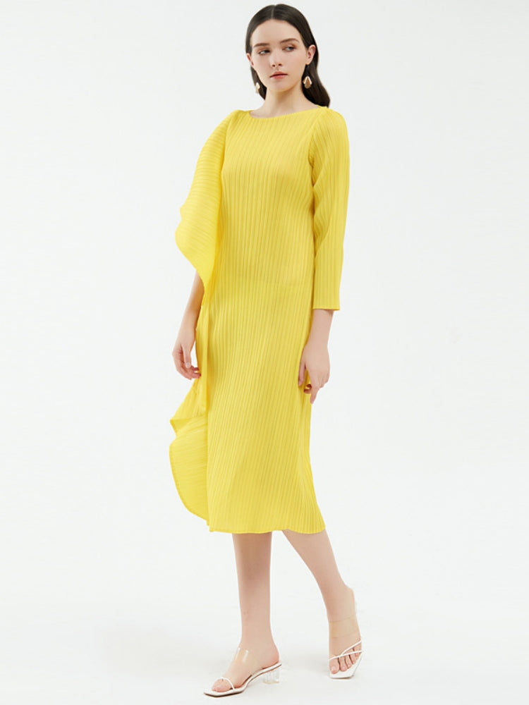 Ladies' High - End Asymmetrical Solid Color Patchwork Dress