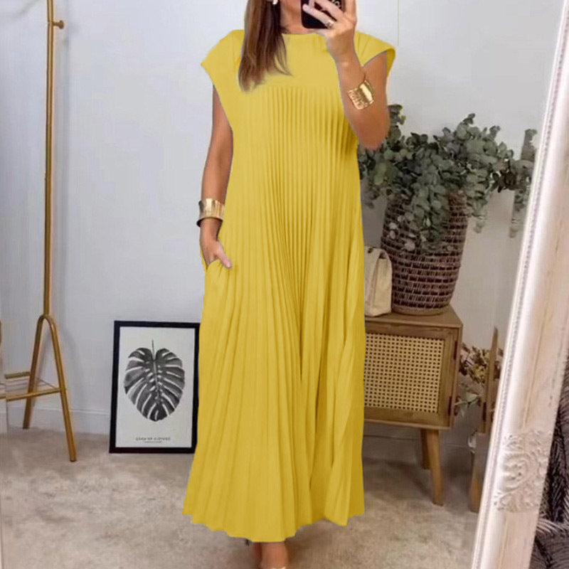 Ofelia Statement Pleated Maxi Dress Chic Silhouette Collection