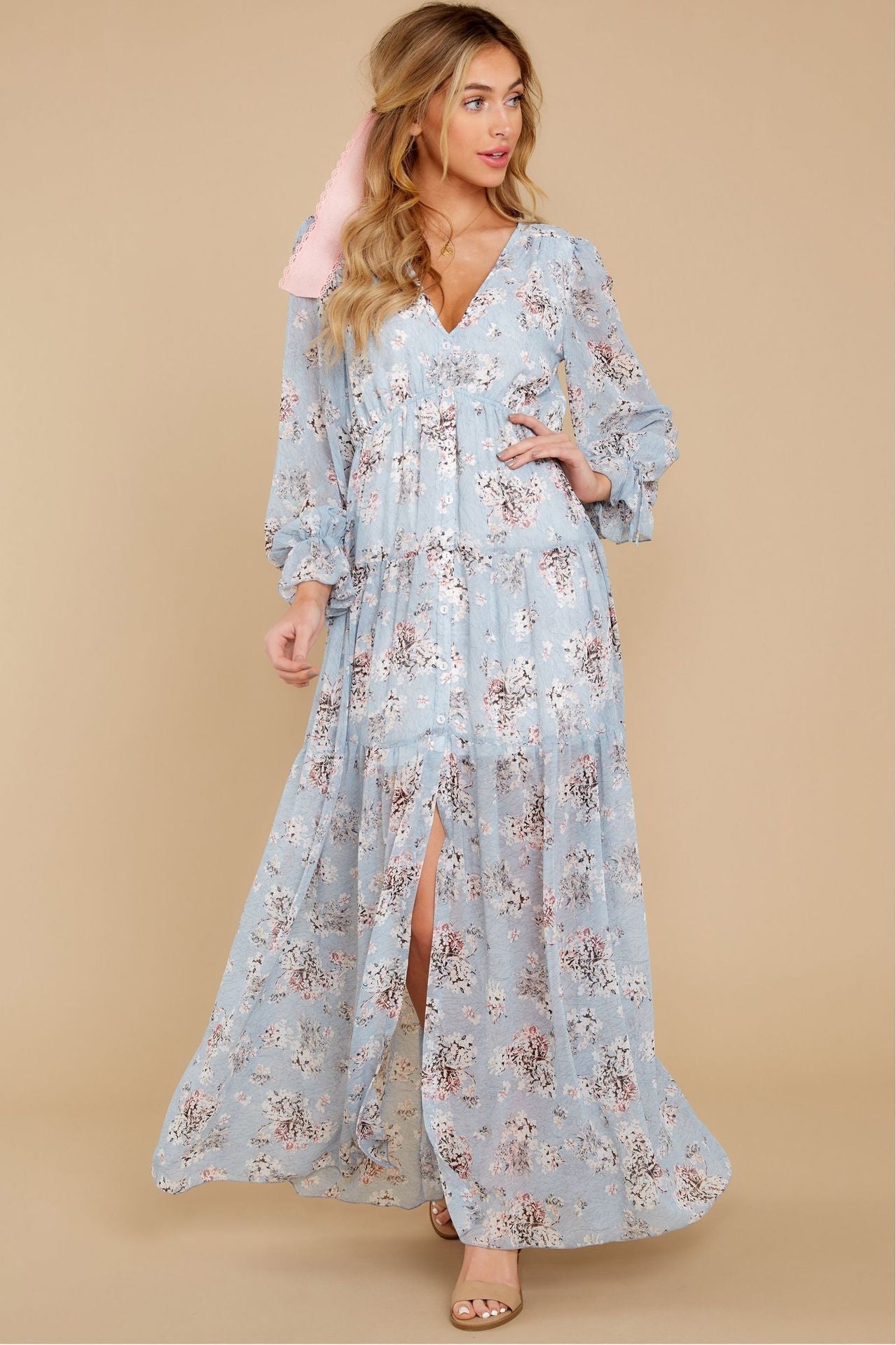 Dashing Daisies Chiffon Boho Maxi Dress FINAL