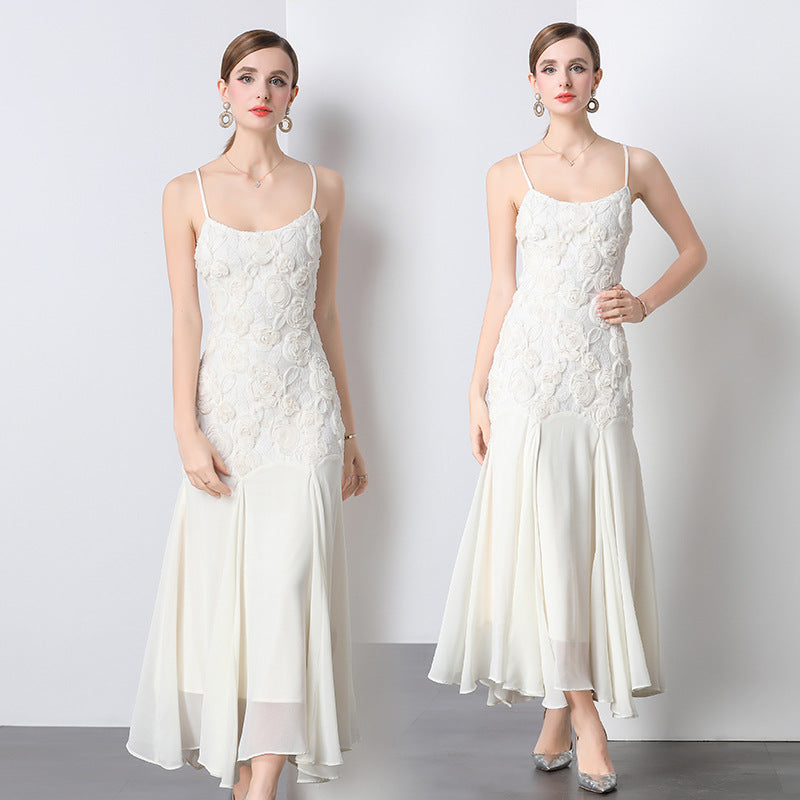 Marta Boutique Women's Evening Dress with Lace Top and Flowing Skirt Statement Occasion Edit