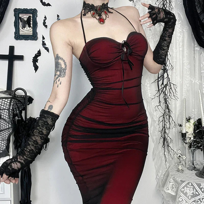 Vintage Halter Sheath Long Party Dress Formal Evening Dress - View 8 | VelvetHem