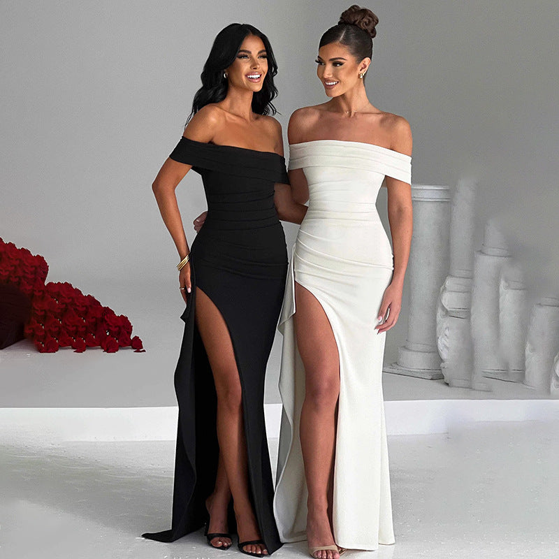 off Shoulder Dress Waist Dress Slit Dress