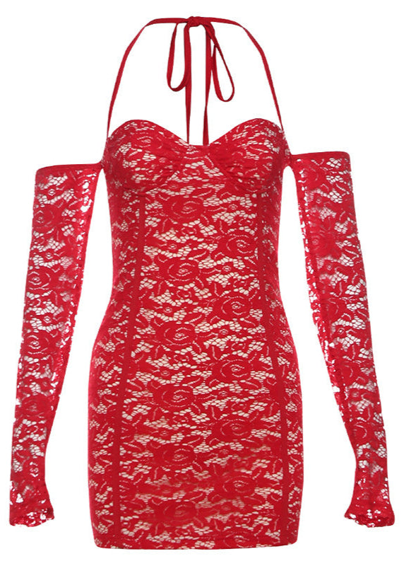 Scarlet Desire Lace Halter Mini Dress