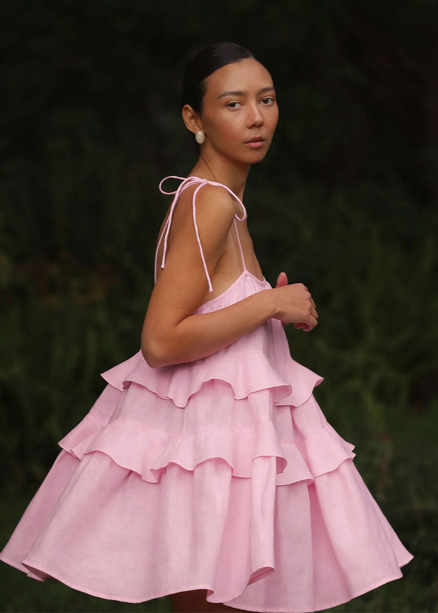 Petal Whimsy TieRed Ruffle Sundress