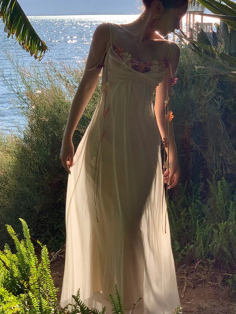 Bohemian Long Beach Dress for Women, Chic and Elegant Outfit with Spaghetti Straps, Princess Evening Gowns fg6985 - View 5 | VelvetHem