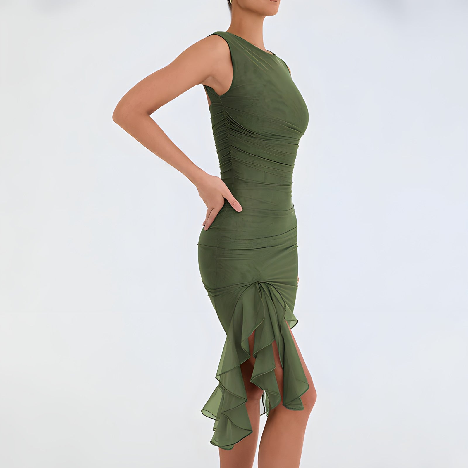 Penelope Effortless Midi Dress with Ruffles Boutique Collection