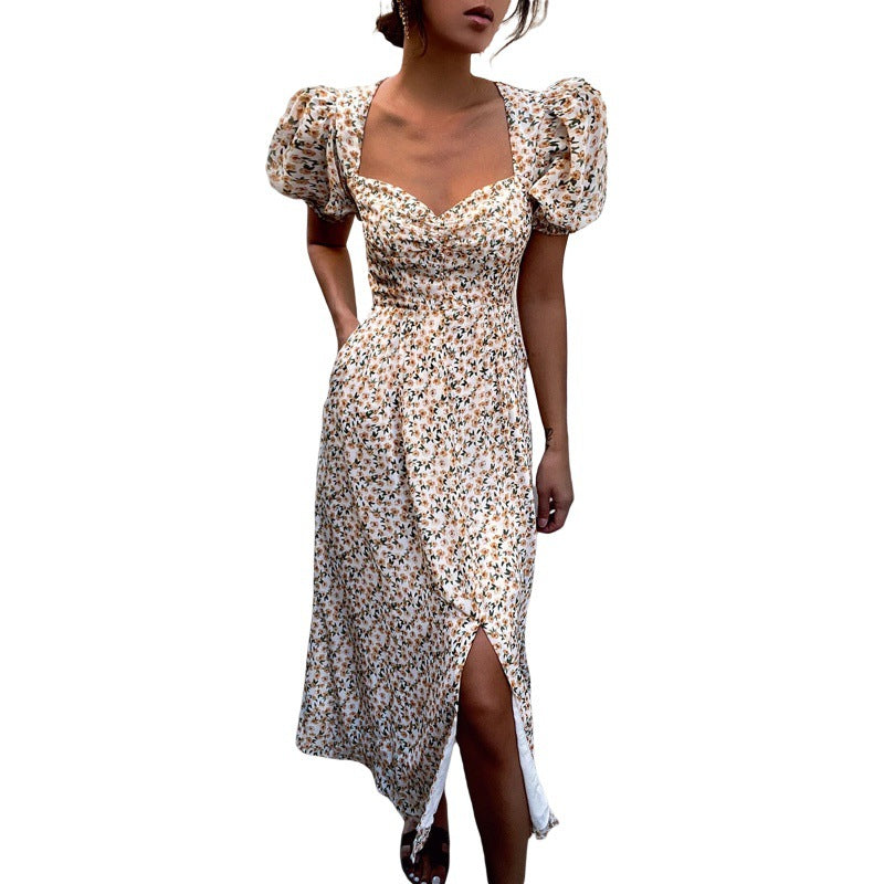 Katia Effortless Women's Floral Shirt Puff Sleeve Midi Dress Everyday Luxe Edit