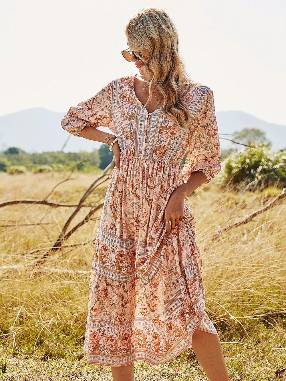 Bohemian ALine Floral Dress
