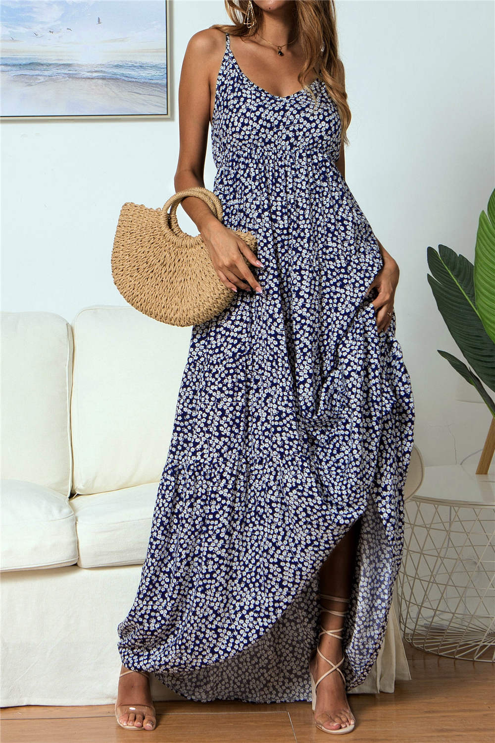 Trooper Floral Tie Strap Midi Dress FINAL