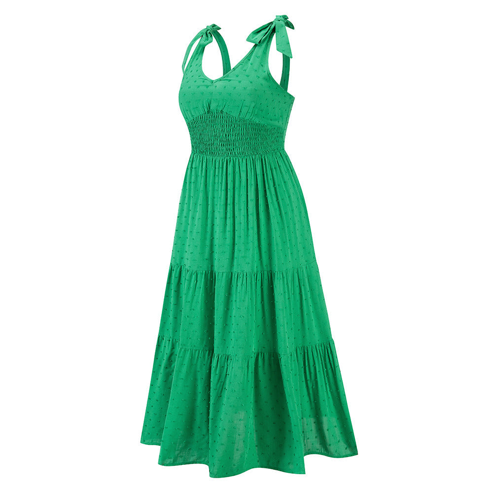 Parisa Embroidered Tiered Midi Dress Green