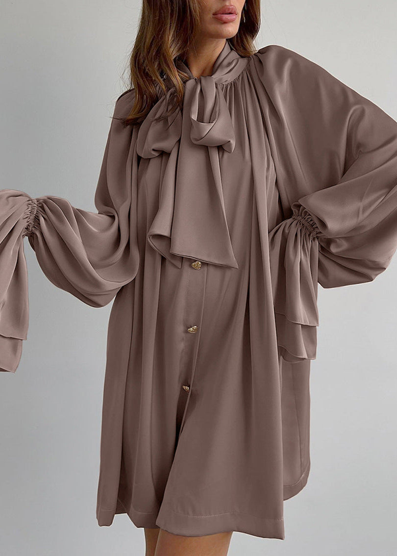 Opulent Grace Bow Tie Blouse Dress