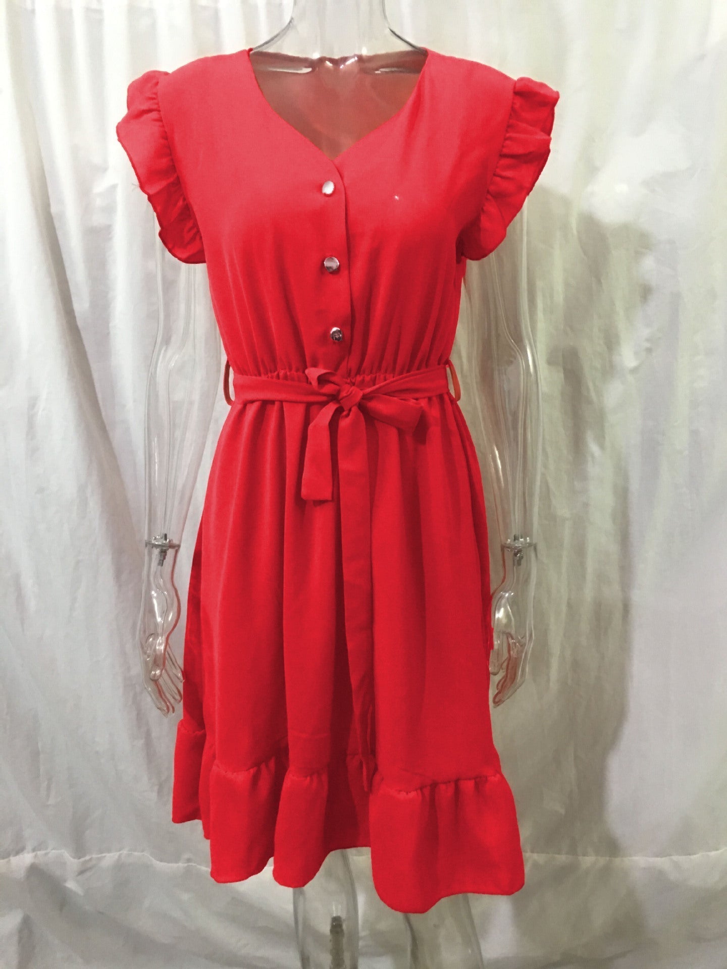 Alethea Cotton Blend Babydoll Dress Amber