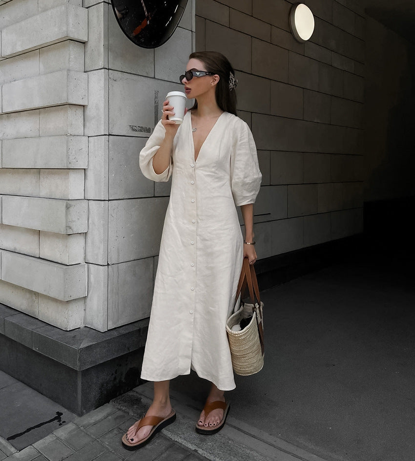 Gemini Rising Dress Off White