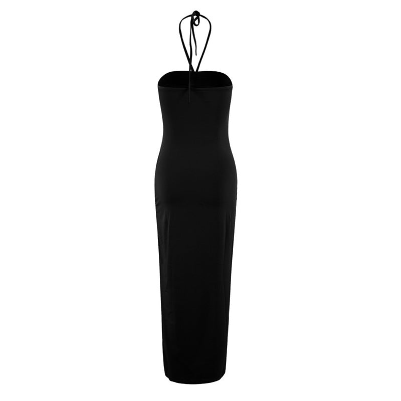 Flower Applique Long Solid Party Maxi Dress