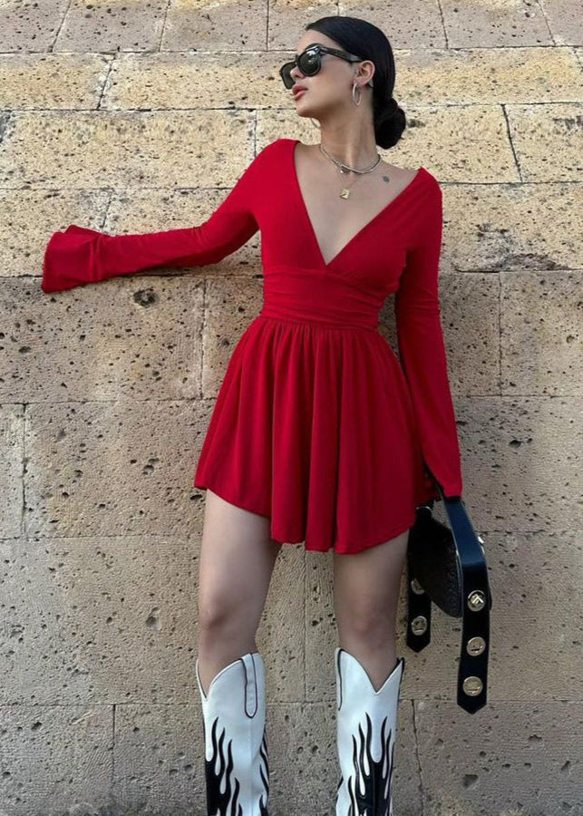Amara Long Sleeve Wrap Mini Dress