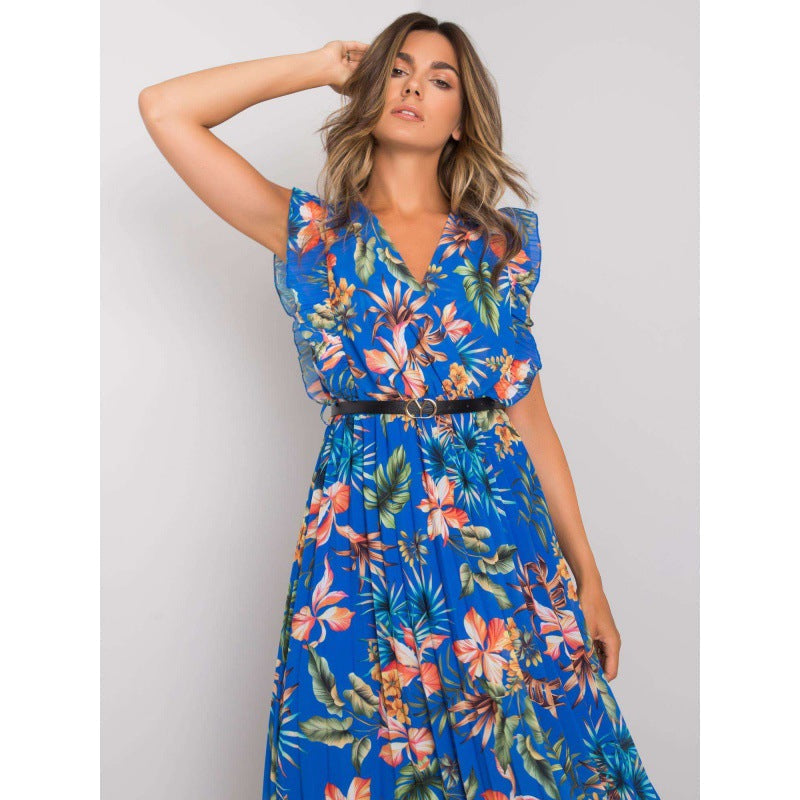 Eugenia Statement Women's Floral Ruffle Midi Dress Elevated Occasion Wear