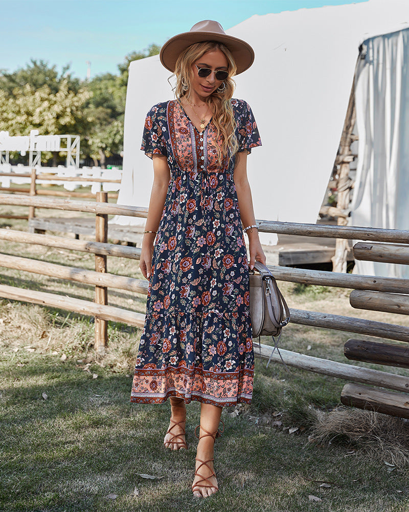 Club Tropicana Embroidered Maxi Dress Salmon FINAL