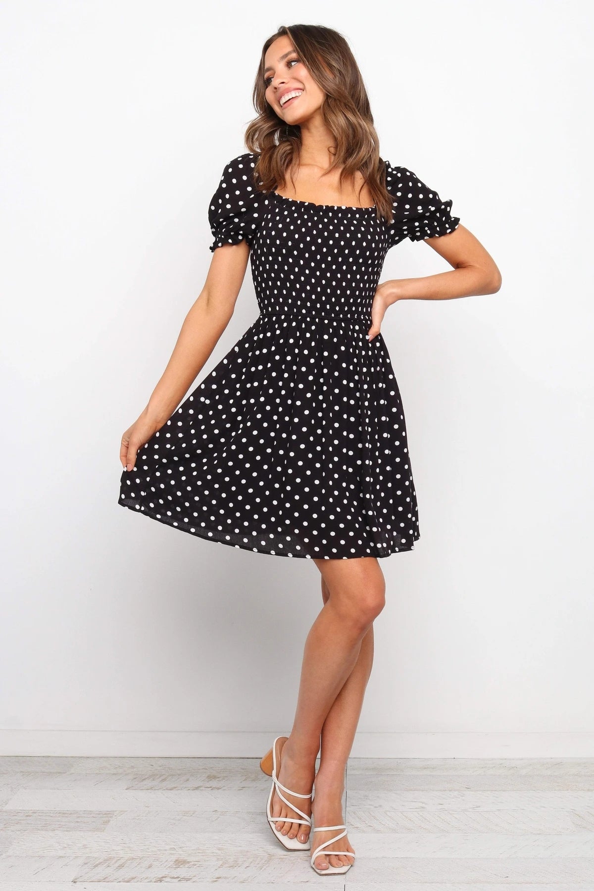 Dawn Polka Dot Puff Sleeve Babydoll Dress FINAL