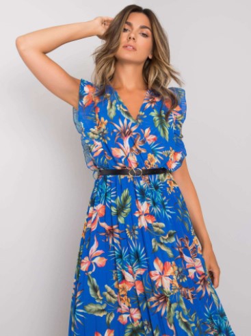 Eugenia Statement Women's Floral Ruffle Midi Dress Elevated Occasion Wear