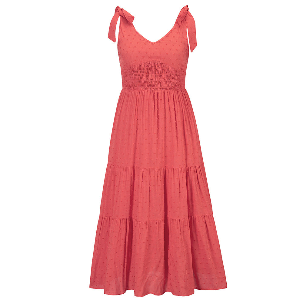 Remembered Always Swiss Dot Peplum Maxi Dress Rose FINAL