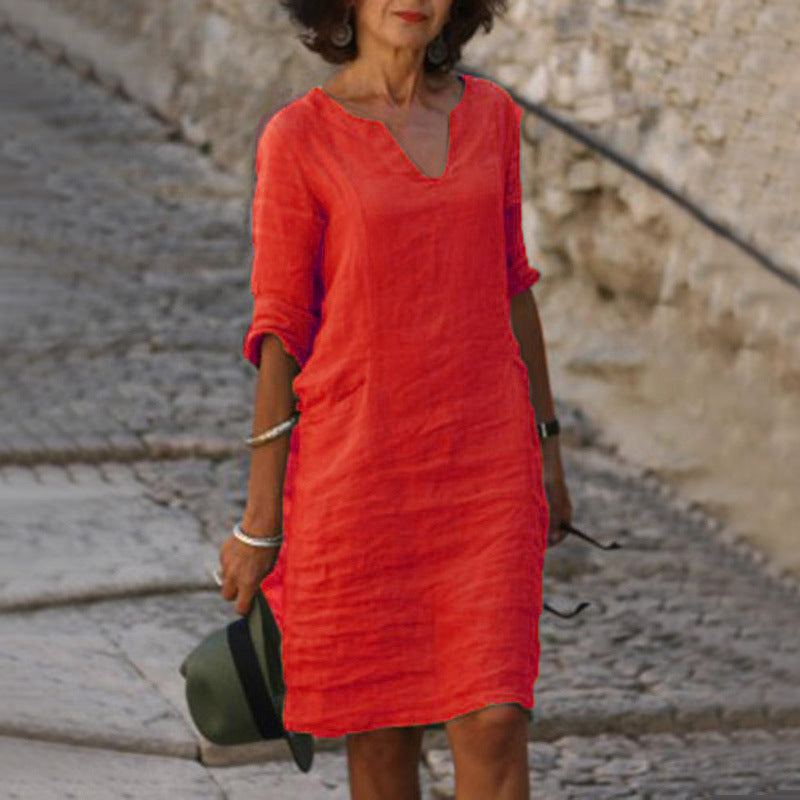 Claudia Elevated Tummy Covering V Neck Dress Statement Occasion Edit