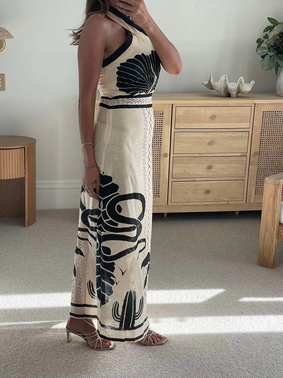 Slim Halter Lace up Dress