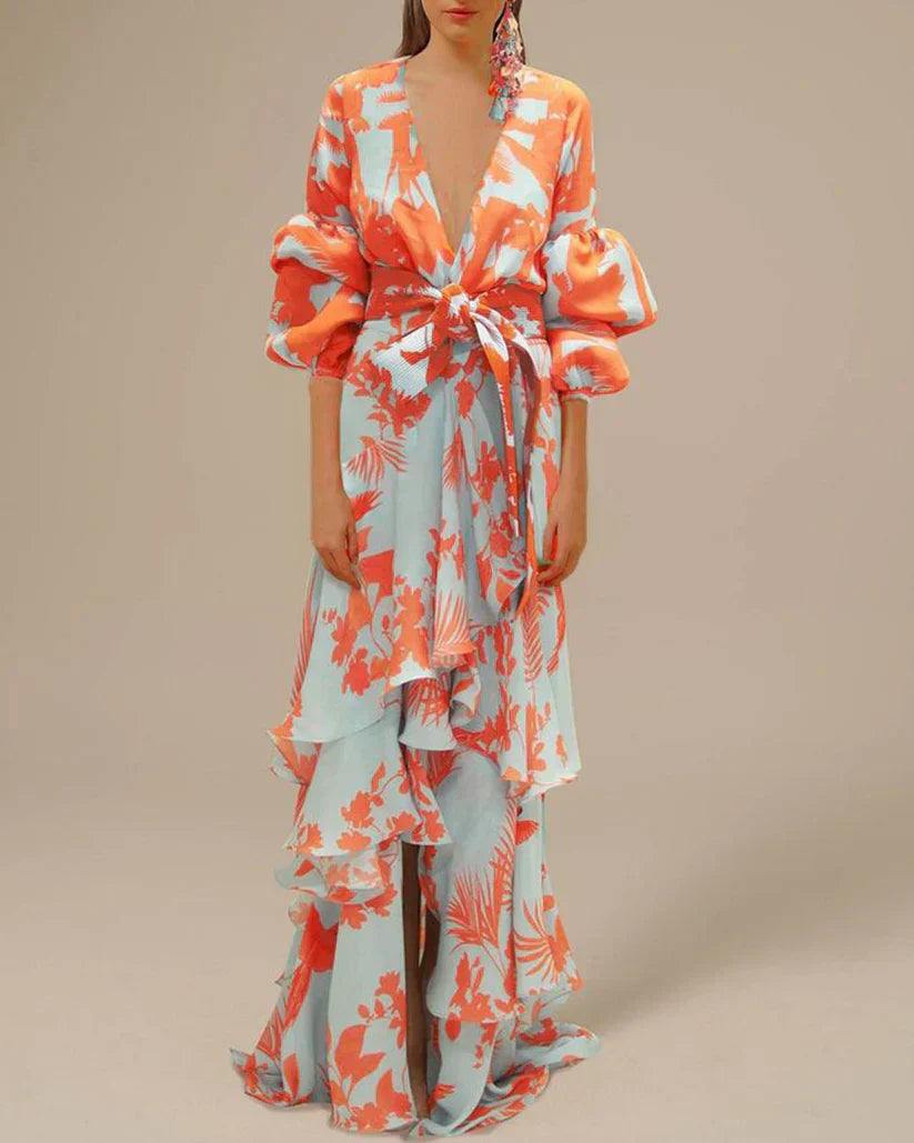 Eugenia Exclusive Printed Chiffon Party Dress Chic Silhouette Collection