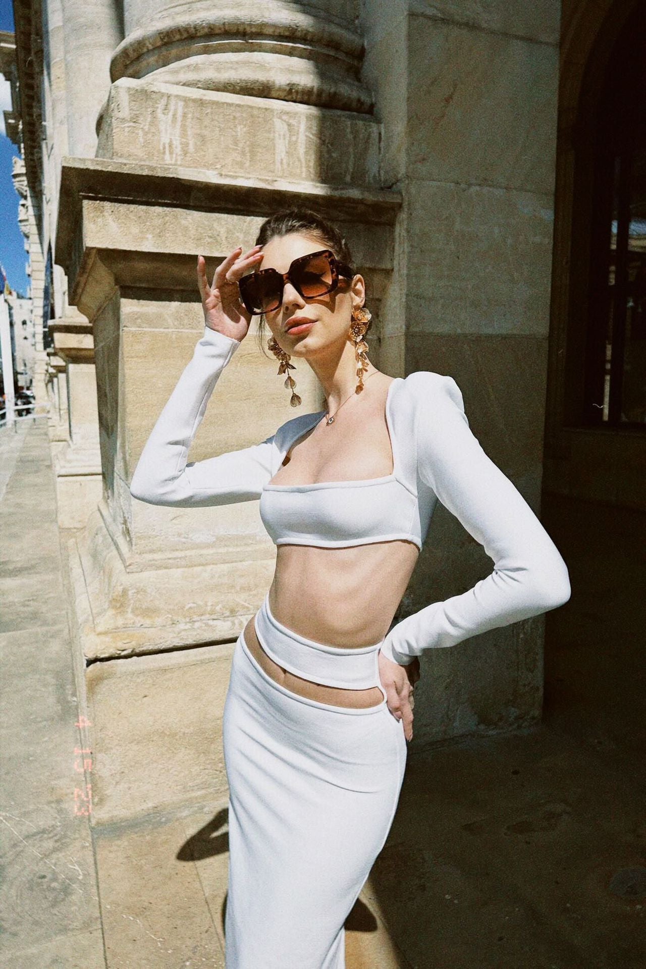 Suit Casual High End Two Piece Set Cropped Outfit Long Sleeve Stretch Dress Bandage Dress