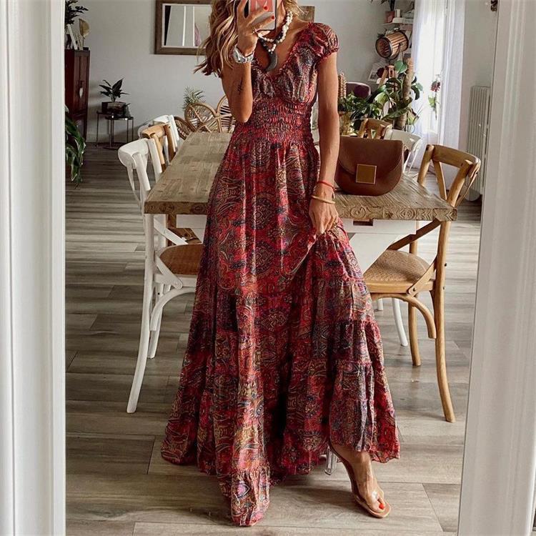 Turned Season Smocked Puff Sleeve Maxi Dress FINAL