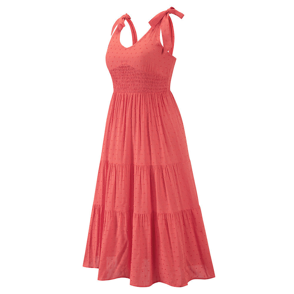 Remembered Always Swiss Dot Peplum Maxi Dress Rose FINAL