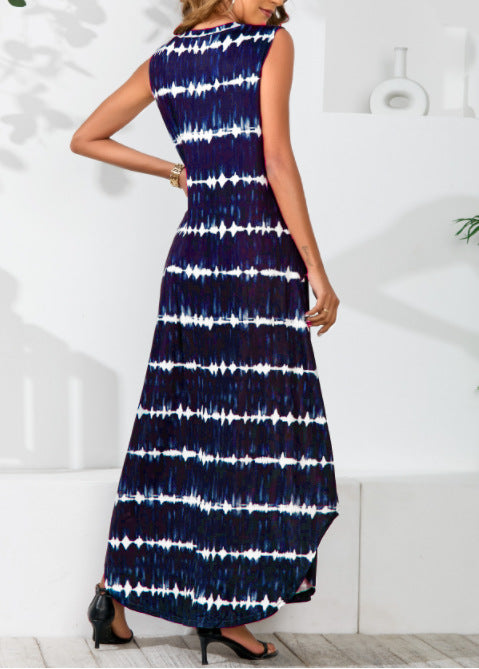 Powell Striped Adjustable Maxi Dress Navy