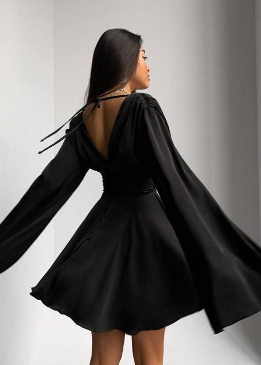 Celeste Satin Bell Sleeve Mini Dress