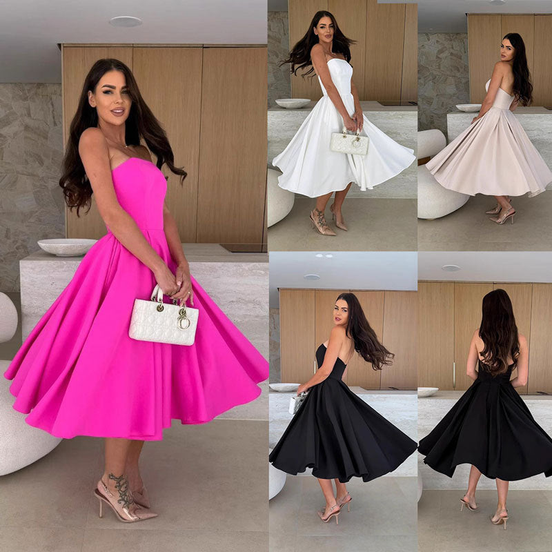 Natalia Chic Women's Evening Dress with a Swinging Skirt and Strapless Design Boutique Collection
