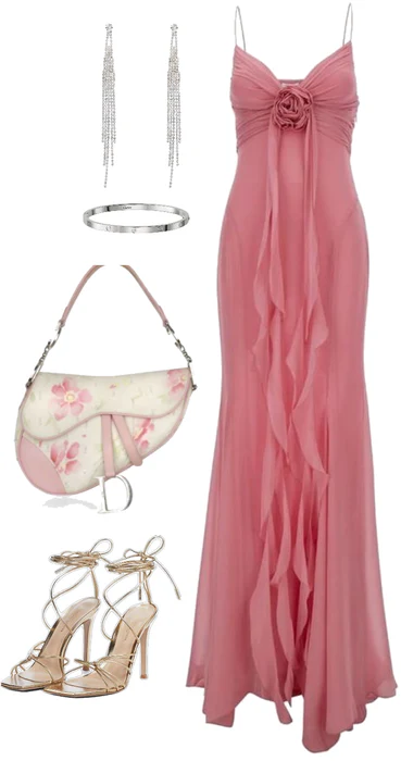 Sweet Pink Chiffon Mermaid Prom Dress,Long Party Evening Dress - VelvetHem