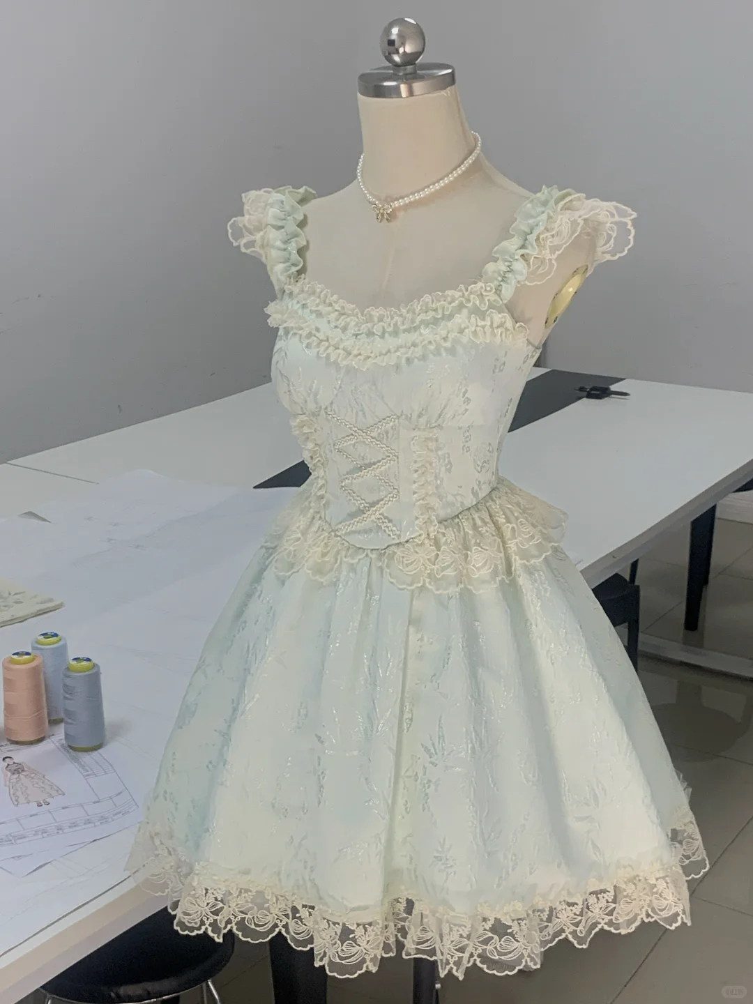 Sweet Light Mint Green Satin Lace A Line Short Birthday Outfits Homecoming Dress - VelvetHem