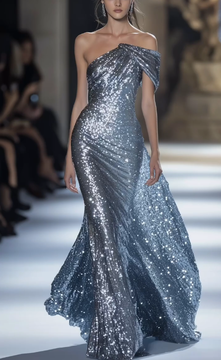 Glamorous One Sequins Mermaid Evening Dress Prom Dress,Long Party Dress - VelvetHem