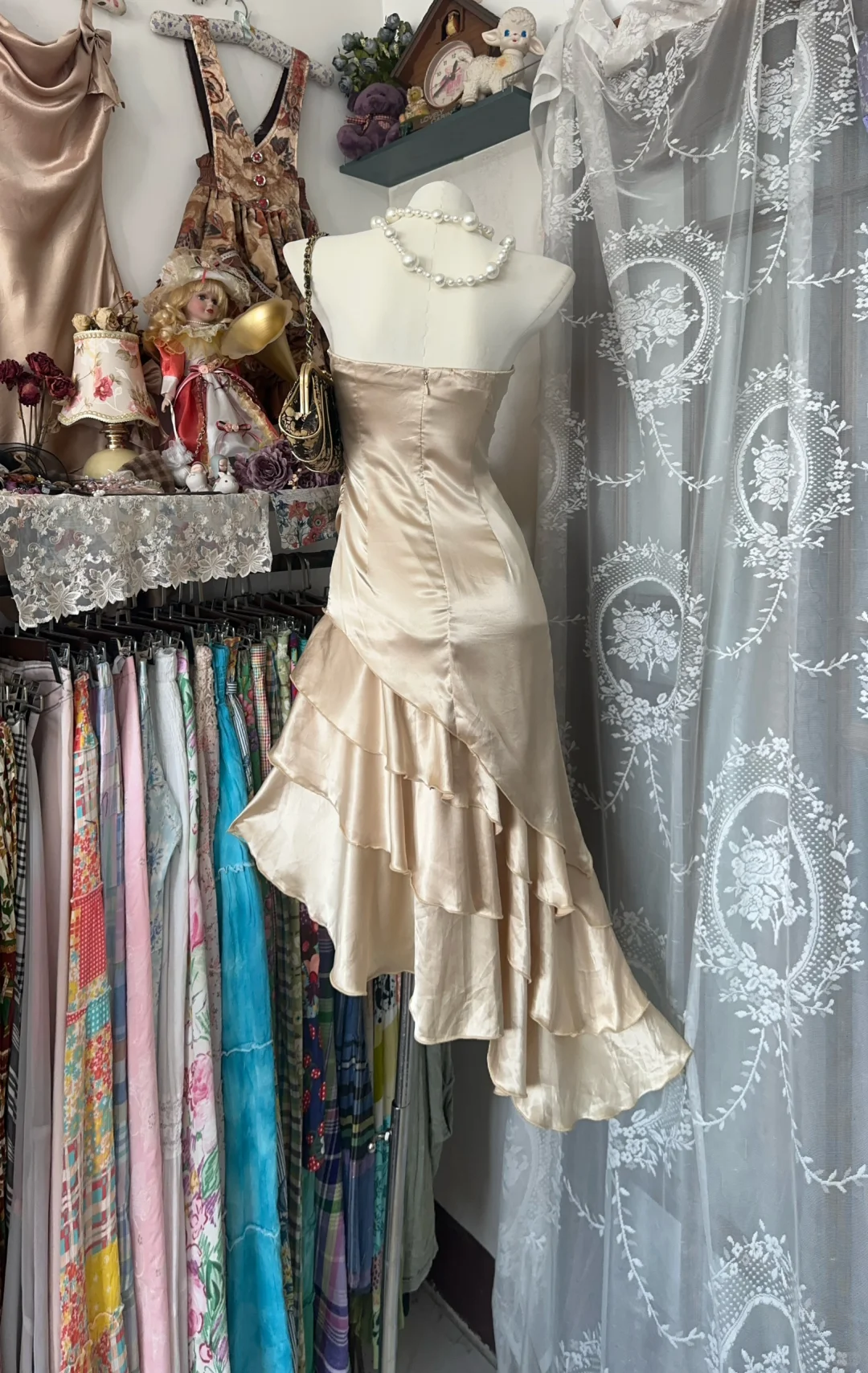 Champagne Strapless Multi-Layered Party Birthday Dress Formal Homecoming Dress - View 3 | VelvetHem