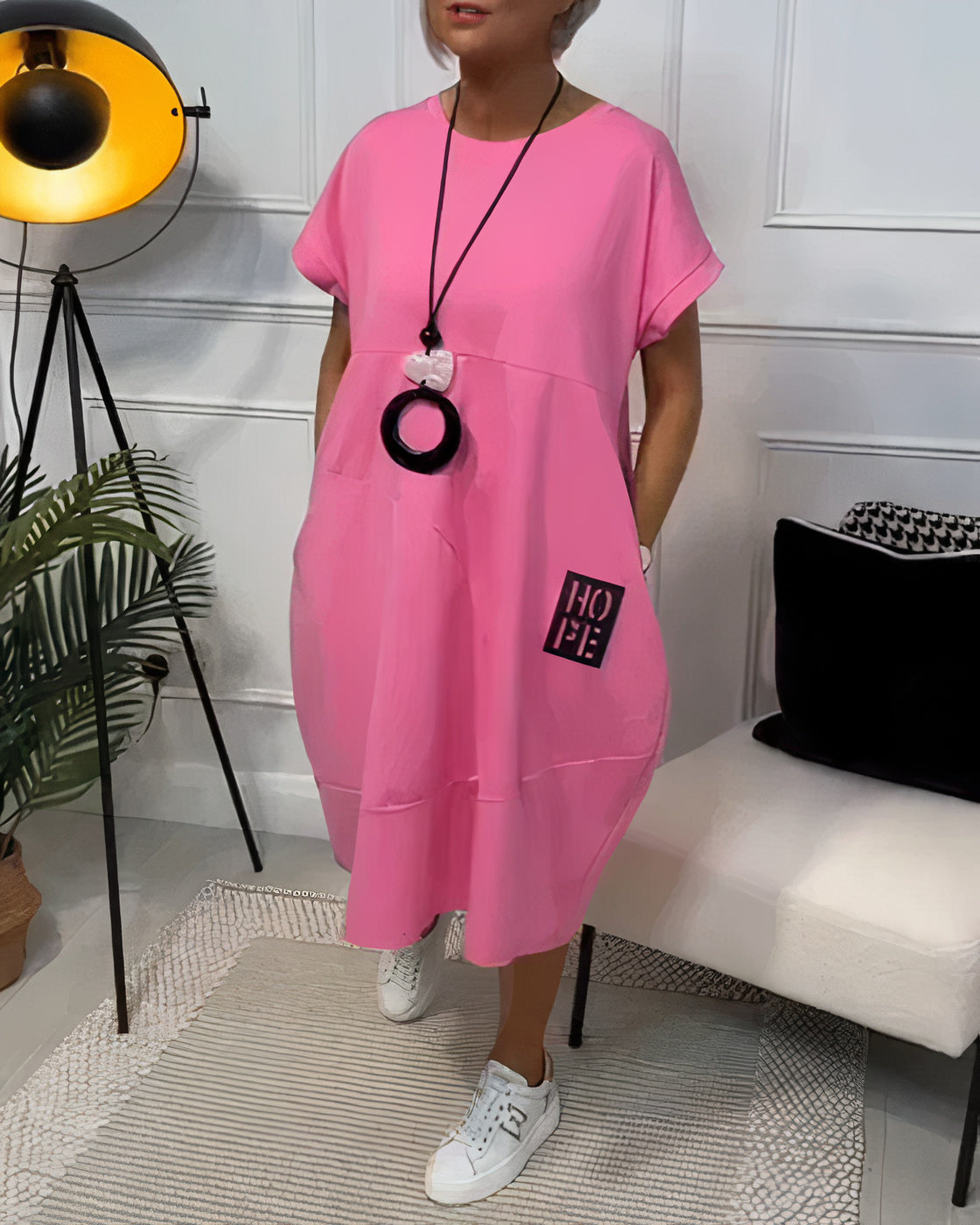 Marina Effortless Short Sleeved Dress with a Round Neckline Chic Silhouette Collection