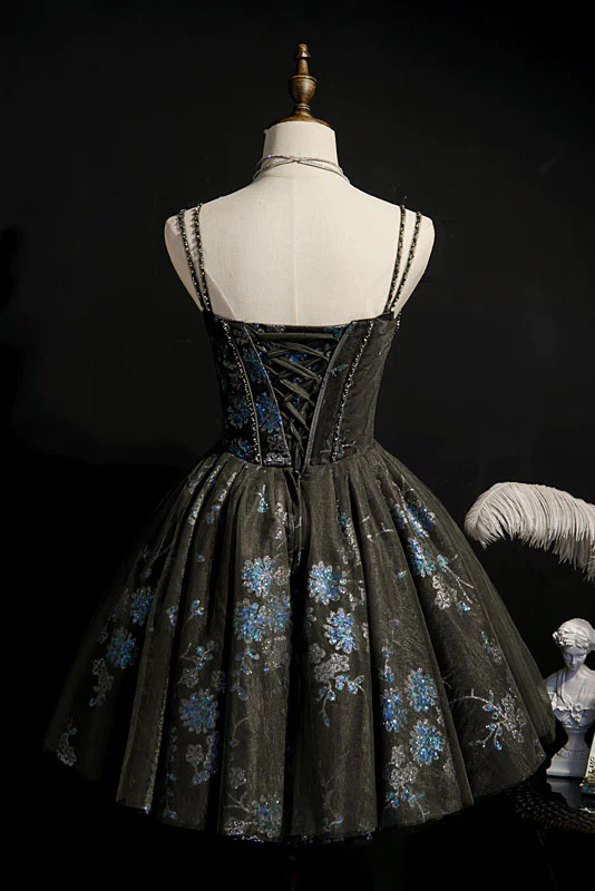 Gorgeous Sparkly Spaghetti Straps Short Homecoming Dress, Short Prom Gown - View 2 | VelvetHem