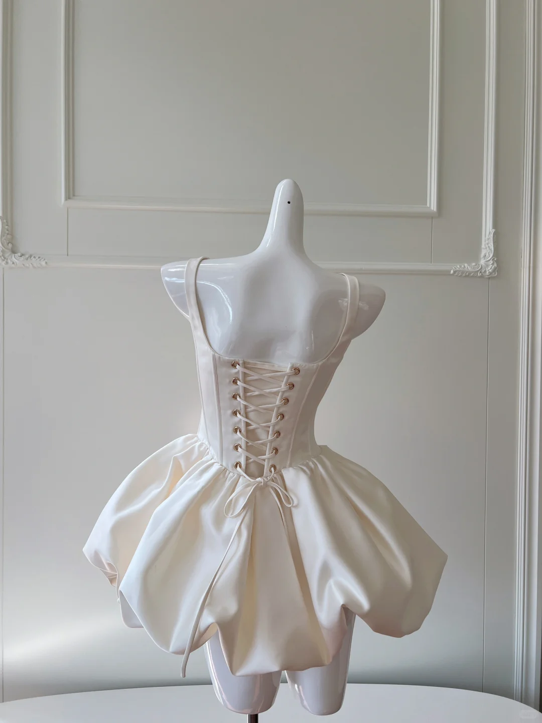 Simple White Satin A Line Homecoming Dress Short Birthday Dress - View 3 | VelvetHem