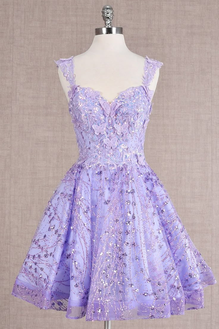 Pretty Pink Tulle Lace Butterfly Applique A Line Short Birthday Outfits Formal Homecoming Dress