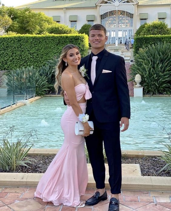 Sexy Pink Two Piece Prom Dress,Pink Bridesmaid Dress - VelvetHem