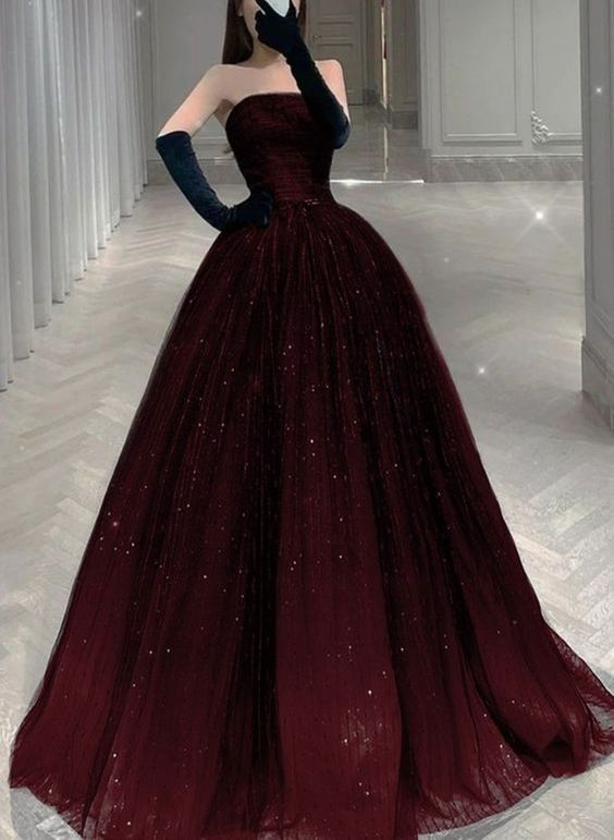 Gorgeous A-line Shiny Tulle Long Evening Dress, Formal Gown - VelvetHem