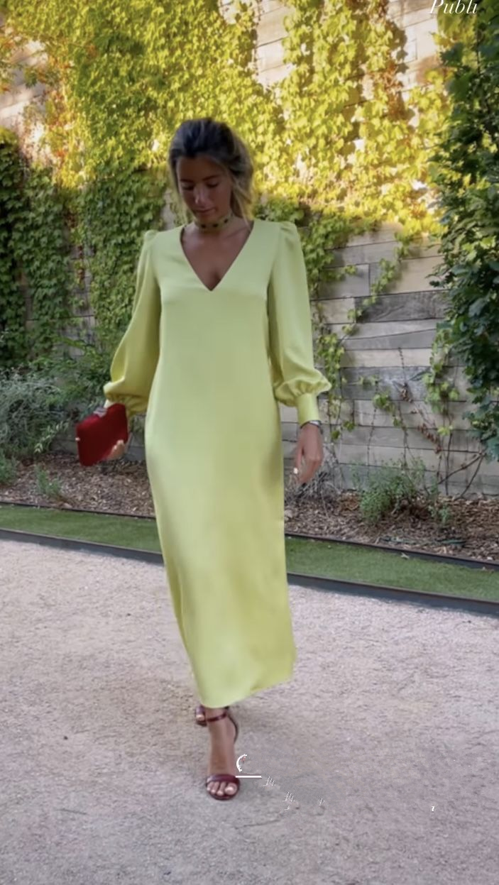Simple Long Sleeves Prom Dress For Women, Wedding Guest Dress - VelvetHem