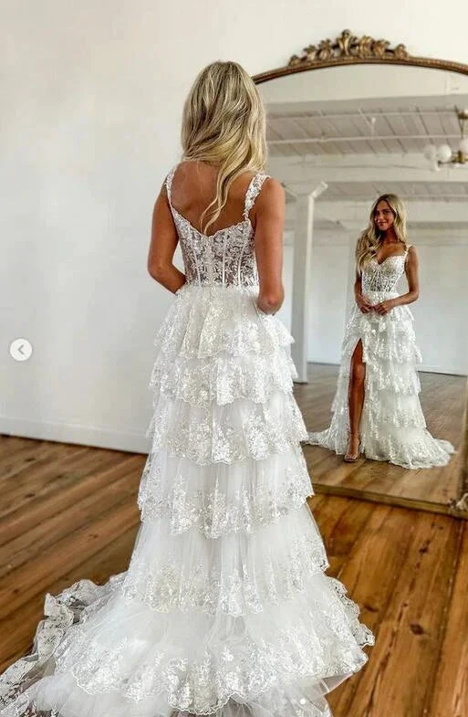 Sparkly Prom Dress with Slit Skirt, Wedding Dress, Graduation School Party Gown Y1812 by simplepromdress