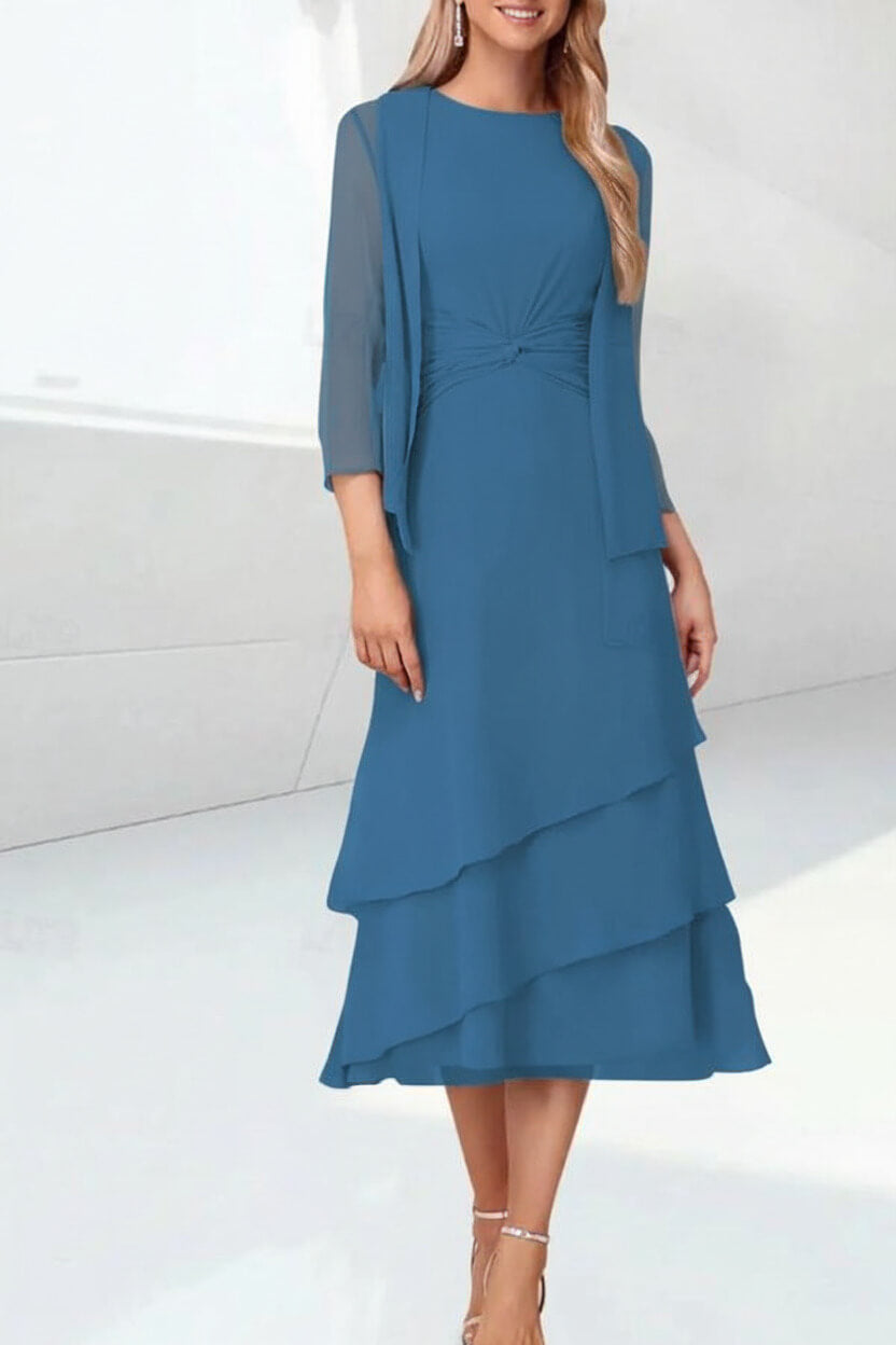 Mint Green Mother of the Bride Dress Chiffon Two Piece Wedding Guest Dress