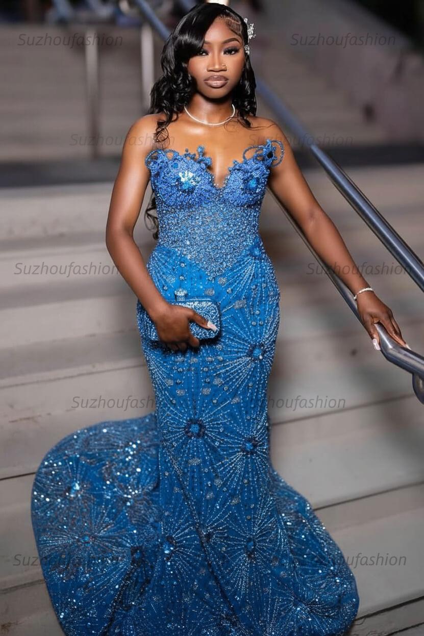 Green Prom Dress Sleeveless Formal Evening Gown with Rhinestones and Beadings