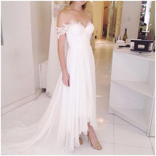 Off The Shoulder Lace Sweetheart Beach Beach Wedding Dress Chiffon Summer Outdoor Bridal Gowns BA3769