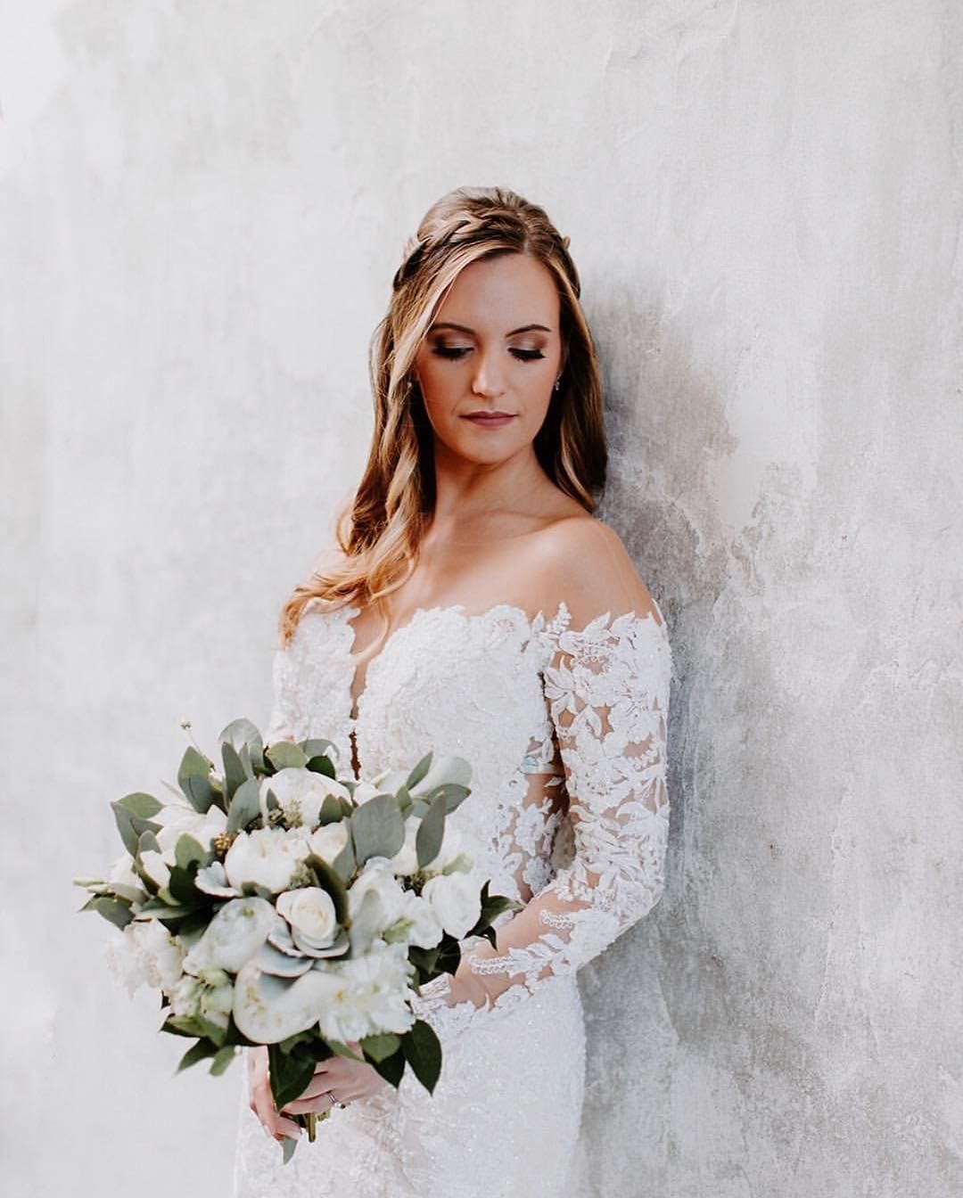 Off The Shoulder Mermaid Wedding Dresses | Open Back Lace Court Train Bridal Gowns