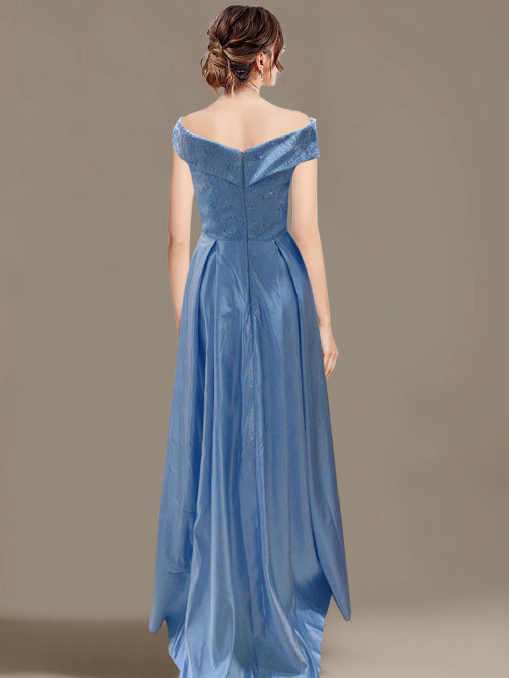 Off the Shoulder Asymmetrical A Line Mother of the Bride Dress with Ruffles